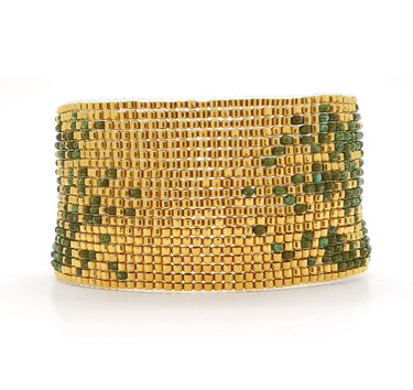Brazalete Telar Dorado Grueso Difuminado Turquesa T